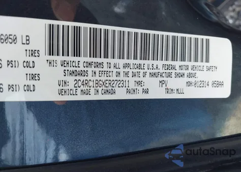 2014 Chrysler Town & Country Touring z USA, uszkodzony, nr VIN 2C4RC1BGXER272311